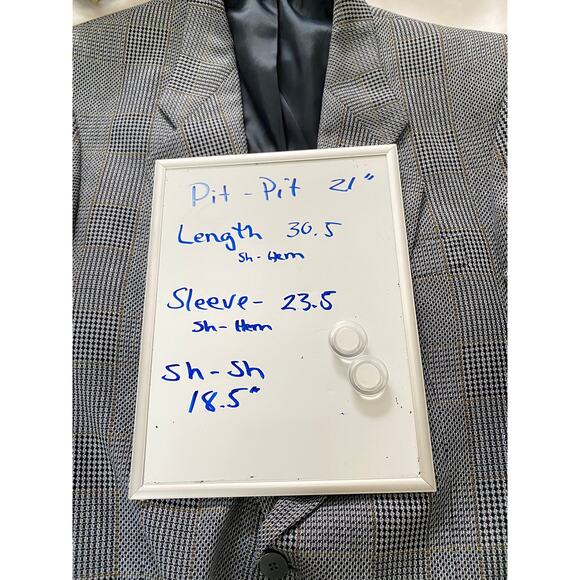 Vintage Lino silk and Wool Blend Mens Blazer‎ Korea Houndstooth Plaid 40R - Picture 9 of 10